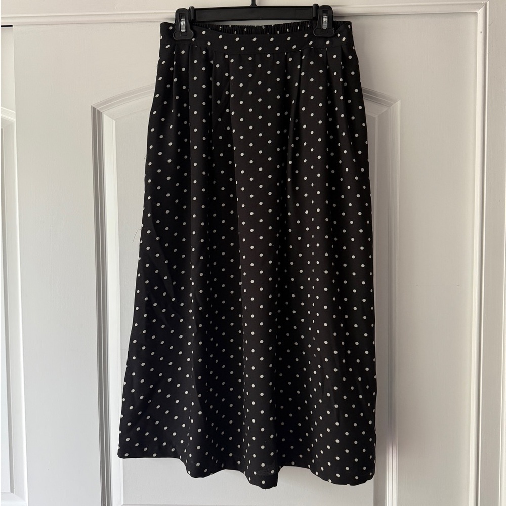 Vintage Polka Dot Black Skirt - Petite